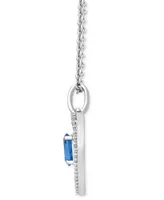 Enchanted Disney Fine Jewelry Swiss Blue Topaz (5/8 ct. t.w.) & Diamond (1/6 ct. t.w.) Princess Heart Filigree Pendant Necklace in Sterling Silver & 1