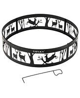 Costway 36'' Metal Fire Pit Ring Deer w/Extra Poker Bonfire Liner