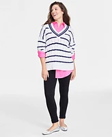 On 34th Women's V-Neck Cable-Knit Rugby Sweater, Created for Macy's