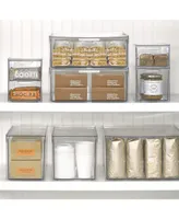 mDesign Stacking Plastic Storage Kitchen Bin with Pull-Out Drawer, 8 Pack, Clear