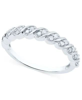 Diamond Diagonal Ring (1/6 ct. t.w.) Sterling Silver