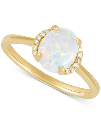 Opal (1 ct. t.w.) & Diamond (1/10 ct. t.w.) Statement Ring in 14k Gold
