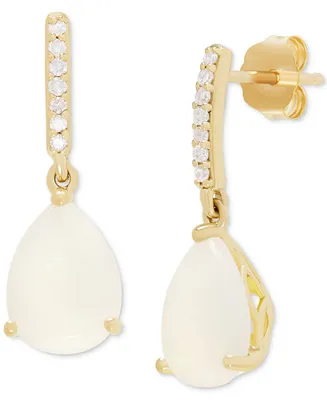 Opal (2-1/2 ct. t.w.) & Diamond (1/20 ct. t.w.) Drop Earrings in 14k Gold
