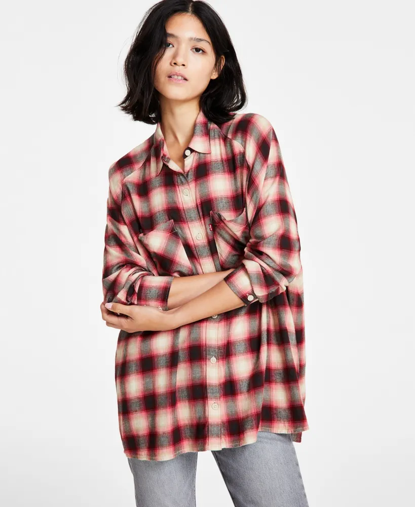 plaid sleeve raglan