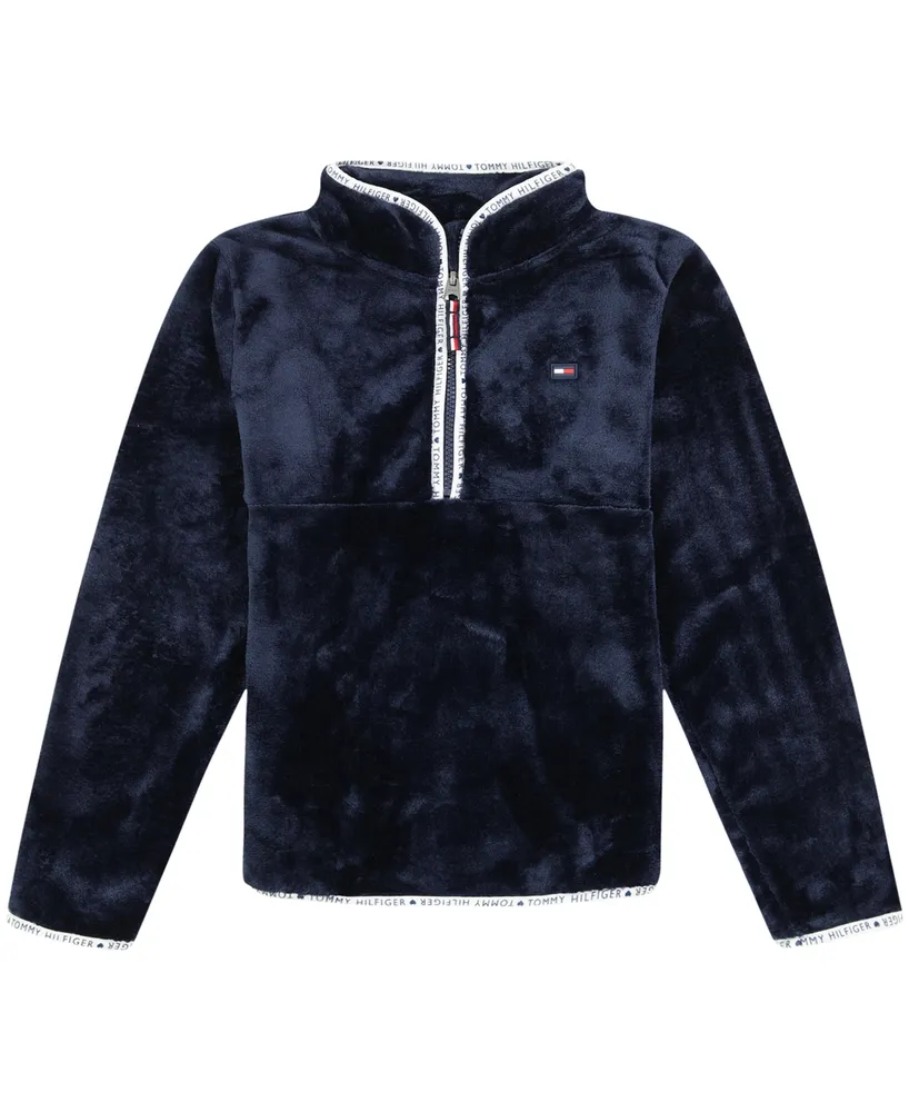 Tommy Hilfiger Big Girls Quarter Zip Plush Sweatshirt