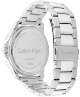 Calvin Klein Men's Three Hand Silver Stainless Steel Bracelet Watch 44mm