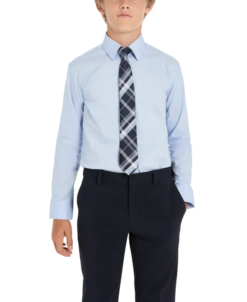 Kenneth Cole Reaction Big Boys Solid Classic Shirt and Tie Set