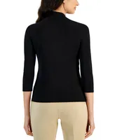 Anne Klein Women's Solid Twist-Neck 3/4-Sleeve Top