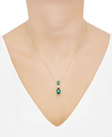 Grown With Love Lab Grown Emerald (3-1/3 ct. t.w.) & Lab Grown Diamond (1/8 ct. t.w.) 18" Pendant Necklace in 14k Gold