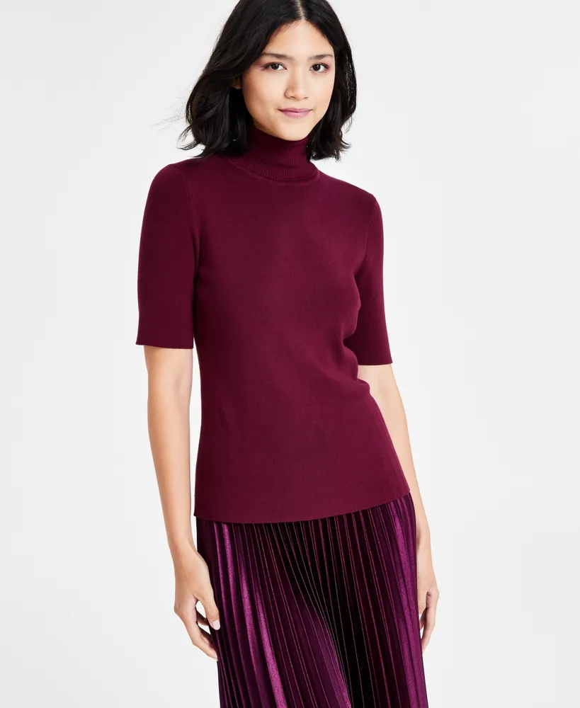 Anne Klein Women's Turtleneck Half-Sleeve Sweater