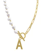 Adornia 14k Gold-Plated Paperclip Chain & Mother-of-Pearl Initial F 17" Pendant Necklace