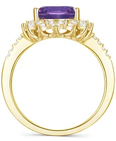 Amethyst (2-1/2 ct. t.w.) & Lab-Grown White Sapphire (5/8 Pear Halo Ring 14k Gold-Plated Sterling Silver (Also Blue Topaz)