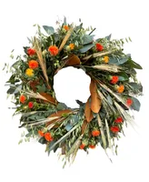 GreenishBlu Fresh Real Seeded Eucalyptus, Oats, Safflower Dried Wheat and Magnolia Wreath