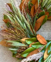 GreenishBlu Fresh Real Magnolia, Sorghum, Pampas and Wheat Wreath