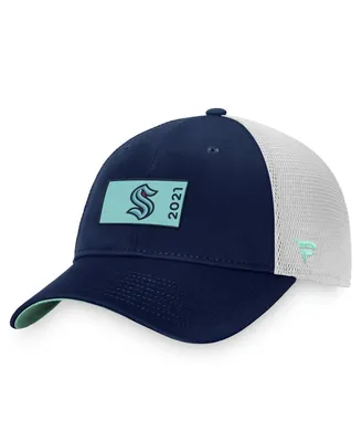 Men's Fanatics Deep Sea Blue, White Seattle Kraken Authentic Pro Rink Trucker Snapback Hat