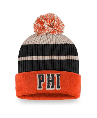 Men's Fanatics Orange Philadelphia Flyers True Classics Cuffed Knit Hat with Pom