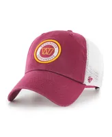 Men's '47 Brand Burgundy, White Washington Commanders Highline Clean Up Trucker Snapback Hat