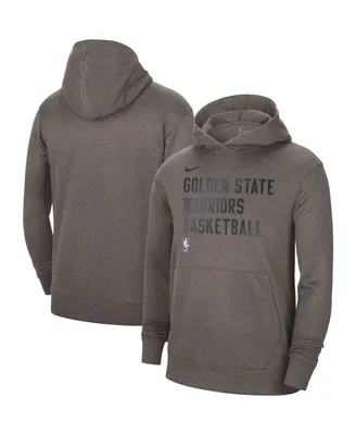 Men's and Women's Nike Olive Gray Golden State Warriors 2023/24 Performance Spotlight On-Court Practice Pullover Hoodie
