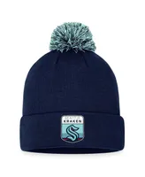Men's Fanatics Deep Sea Blue Seattle Kraken 2023 Nhl Draft Cuffed Knit Hat with Pom