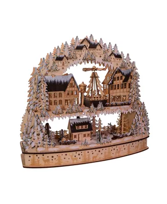 Kurt S. Adler 16" Battery-Operated Light-Up Wooden Village with Motion