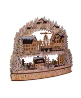 Kurt S. Adler 16" Battery-Operated Light-Up Wooden Village with Motion