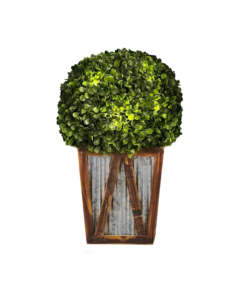 Teamson Home - Solar Powered Pre-Lit Artificial Topiary - Farmhouse