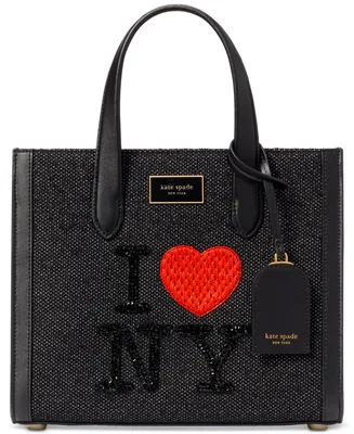 kate spade new york Manhattan I Heart Ny Embellished Chenille Fabric Small Tote