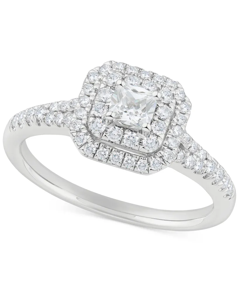 Diamond Double Halo Engagement Ring (5/8 ct. t.w.) in 14k White Gold