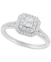 Diamond Double Halo Engagement Ring (5/8 ct. t.w.) in 14k White Gold