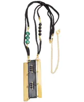 Nectar Nectar New York 18k Gold-Plated Mixed Gemstone & Faux Leather Statement Pendant Necklace, 42" + 10" extender