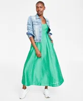 On 34th Womens Denim Trucker Jacket Scoop Neck Sleeveless Maxi Dress Created For Macys