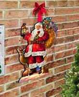 Designocracy Woodland Santa Christmas Wooden Door Hanger Door Decor G. DeBrekht