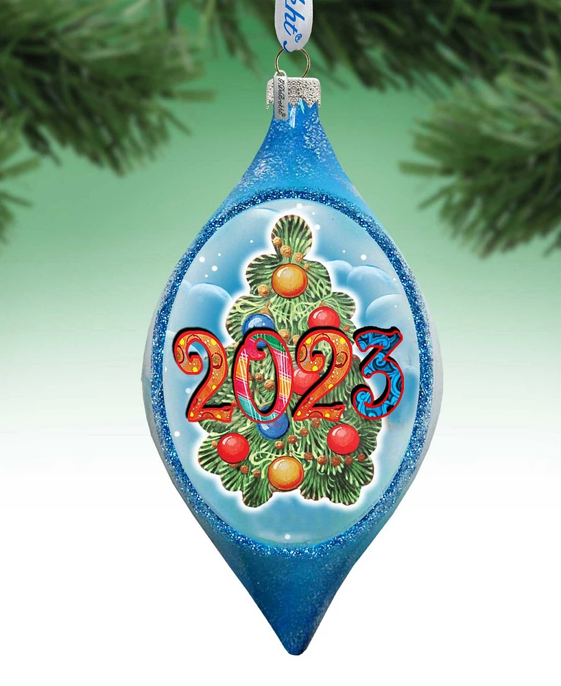 Designocracy Dated Christmas Tree Drop Mercury Christmas Glass Ornaments G. DeBrekht