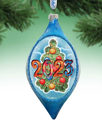 Designocracy Dated Christmas Tree Drop Mercury Christmas Glass Ornaments G. DeBrekht