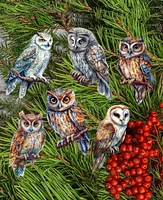 Designocracy Holiday Wooden Clip-On Ornaments Night Owls Set of 6 G. DeBrekht