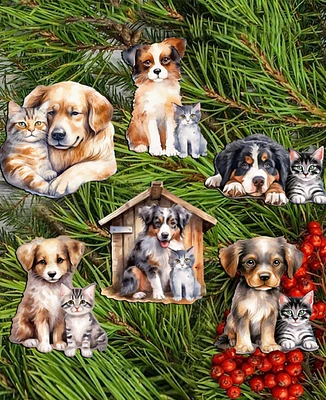 Designocracy Holiday Wooden Clip-On Ornaments Dogs Set of 6 G. DeBrekht