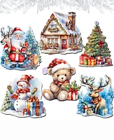 Designocracy Christmas is Here Christmas Wooden Clip-On Ornaments Set of 6 G. DeBrekht