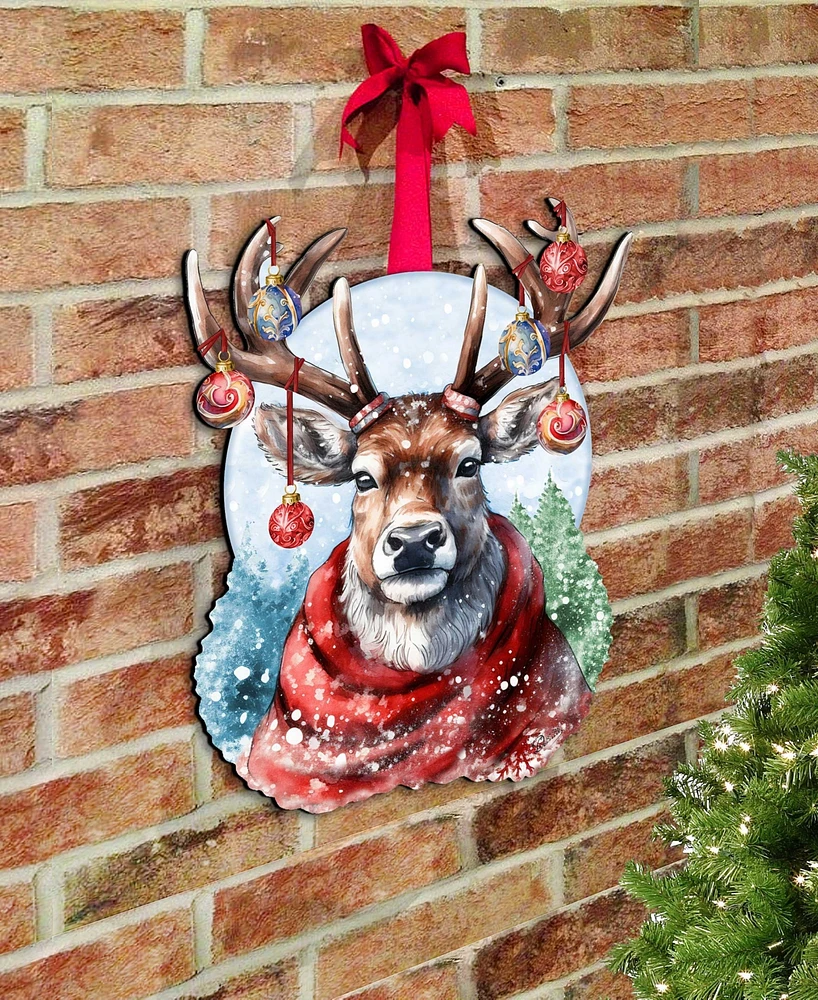 Designocracy Christmas Mood Christmas Door Decor Wooden Wall Decor G. DeBrekht