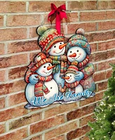 Designocracy Snowman's Family Christmas Wooden Wall Decor Door Decor G. DeBrekht