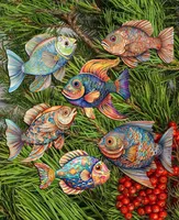 Designocracy Holiday Wooden Clip-On Ornaments Coastal Fish Set of 6 G. DeBrekht