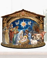 Designocracy The Birth of Jesus Christmas Nativity Scene Village 12" Mantel Decor G. DeBrekht