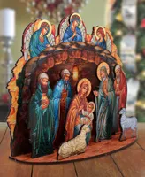 Designocracy Orthodox Nativity Scene Christmas Village 12" Mantel Decor G. DeBrekht