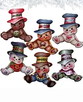 Designocracy Big Hat Brigade Christmas Wooden Clip-On Ornaments Set of 6 J. Mills-Price