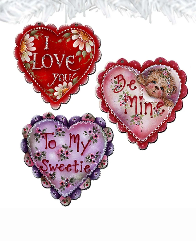 Designocracy Holiday Wooden Clip-On Ornaments Heart of Love Set of 6 J. Mills-Price