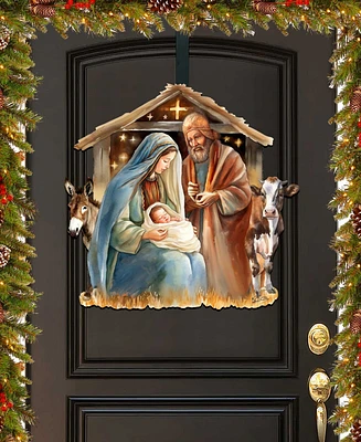 Designocracy Born Under Bright Star Nativity Christmas Wooden Door Decor G. DeBrekht