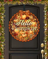 Designocracy Holiday Wooden Door Decor Welcome Sign Hello Pumpkin G. DeBrekht