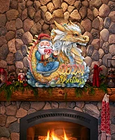 Designocracy Santa with Dragon Christmas Wooden Door Decor Wall Decor G. DeBrekht