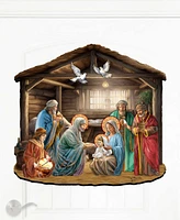 Designocracy Nativity Scene Christmas Wooden Door Hanger Door Decor G. DeBrekht