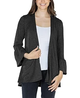 24seven Comfort Apparel Women's Three Quarter Bell Sleeve Open Cardigan Jacket