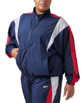 Reebok Plus Zip-Front Long-Sleeve Colorblocked Jacket